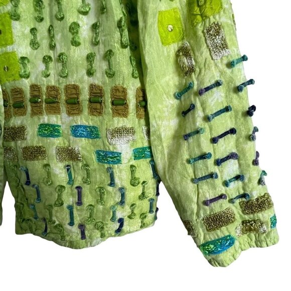 Parsley & Sage Embellished Button Up Jacket Shirt Lime Green Size S - Picture 4 of 7